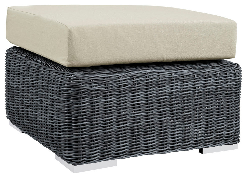 Summon Outdoor Patio Sunbrella, Ottoman, Canvas Antique Beige