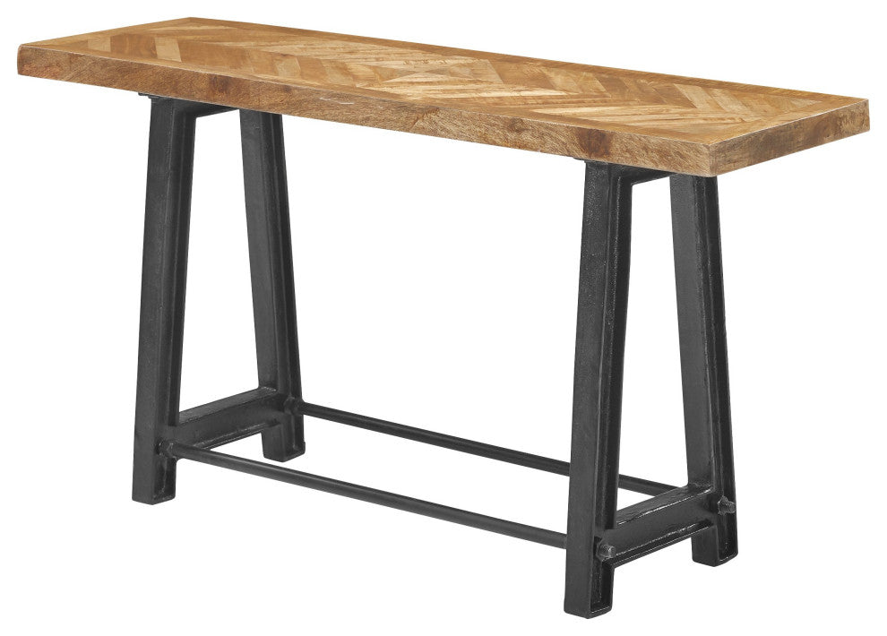 72" Rustic Industrial Style Cast Iron Base Dining Bench Parquet