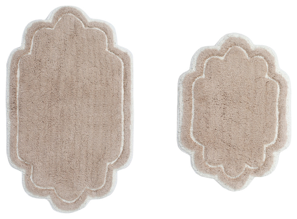 Allure Collection Absorbent Cotton Machine Washable Rug, 2-Piece Set, Linen