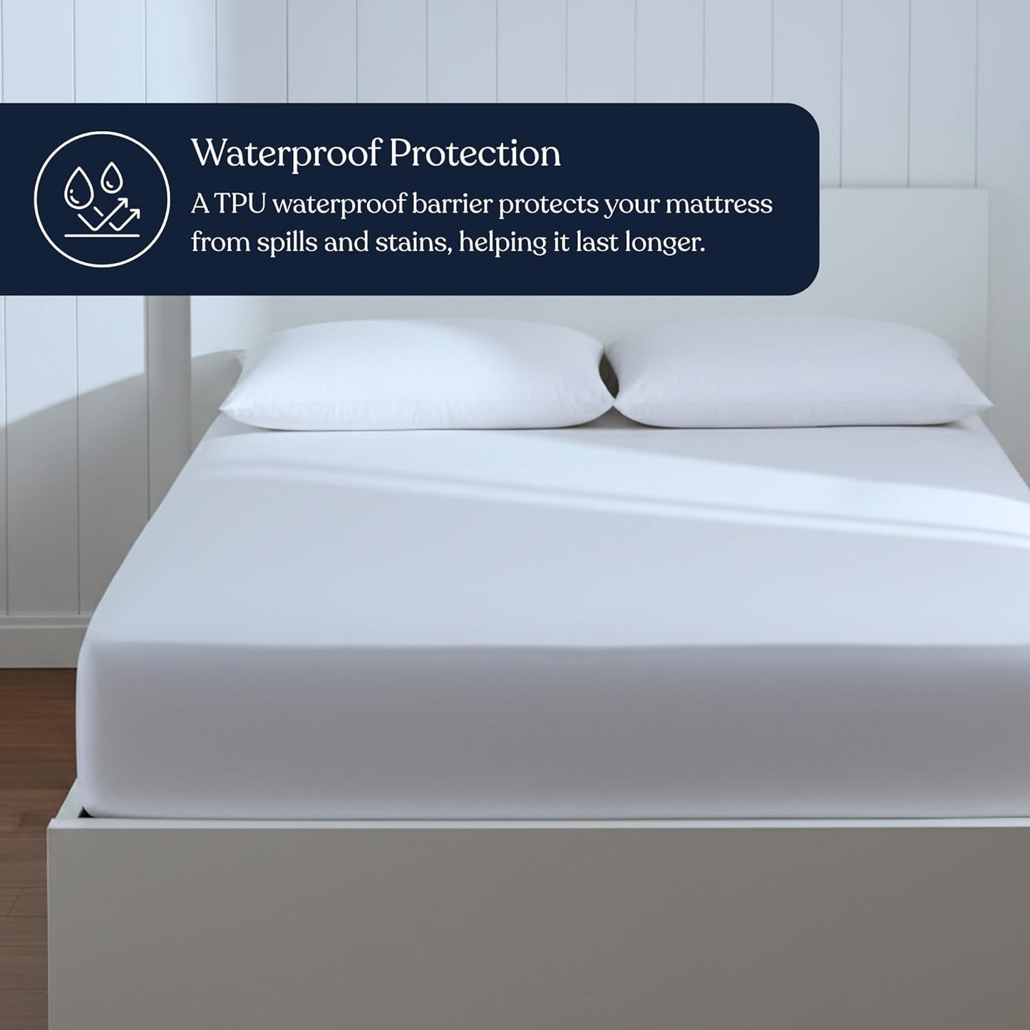 Delara Organic Cotton Waterproof Ultra Soft 300TC Mattress Protector, Full, 54"x75"