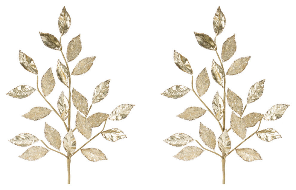 Glittered Leaf Spray, Set of 2
