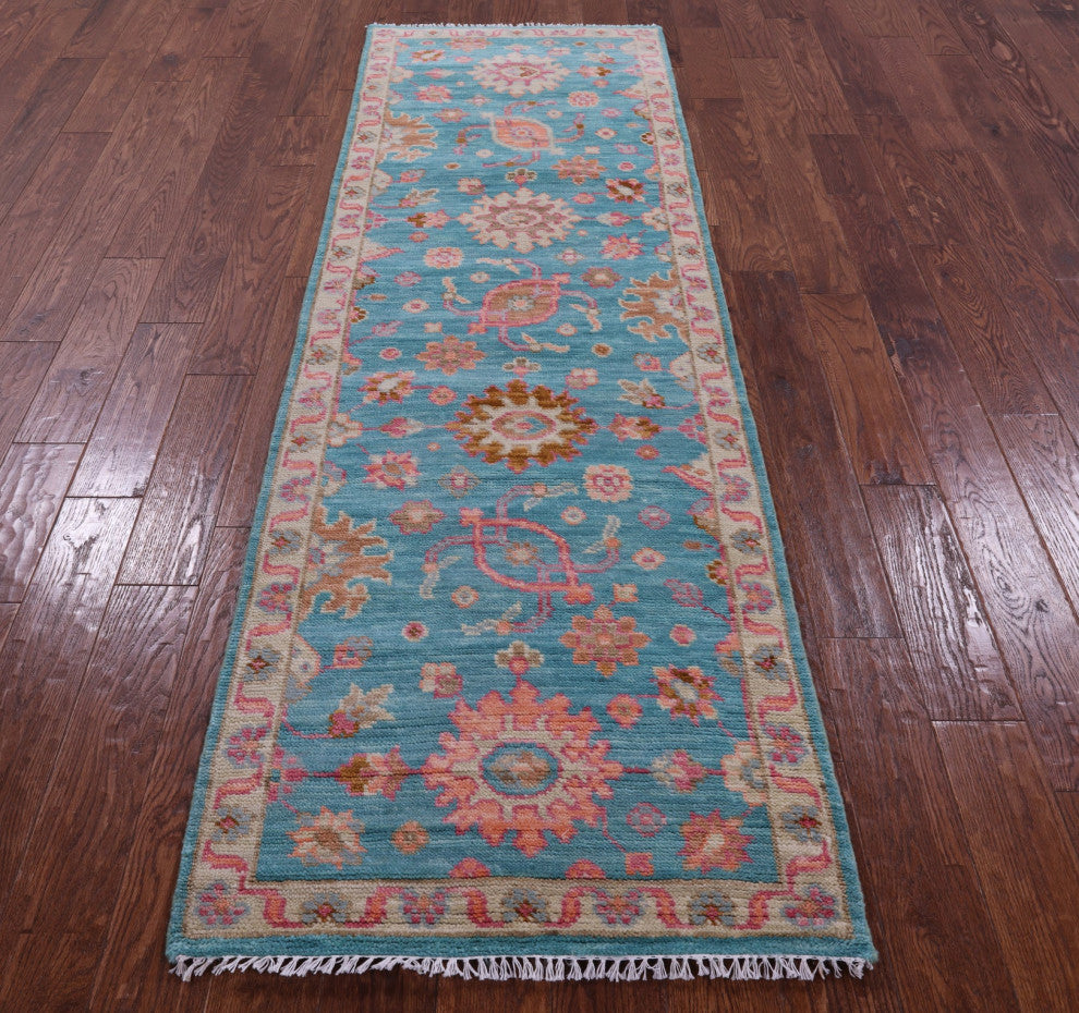 2' 8" X 8' 8" Runner Turkish Oushak Handmade Wool Rug - Q15485