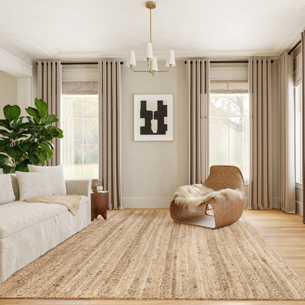 Nuloom Rigo Hand Woven Farmhouse Jute Area Rug, Natural 4'x6'