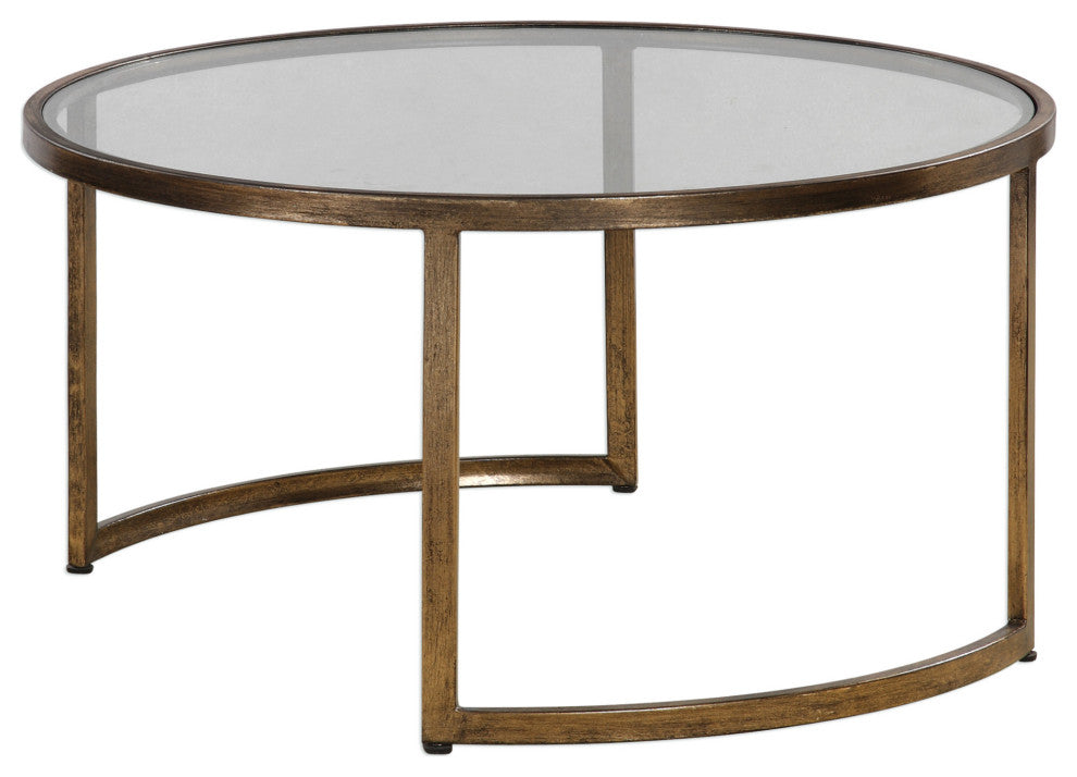 Uttermost 24747 Rhea Two Piece Metal Frame Nesting Coffee Table - Antiqued Gold