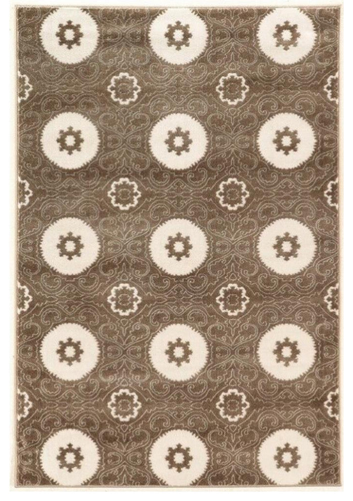 Linon Prisma Karma Machine Made Polypropylene 5'3"x7'6" Rug in Brown