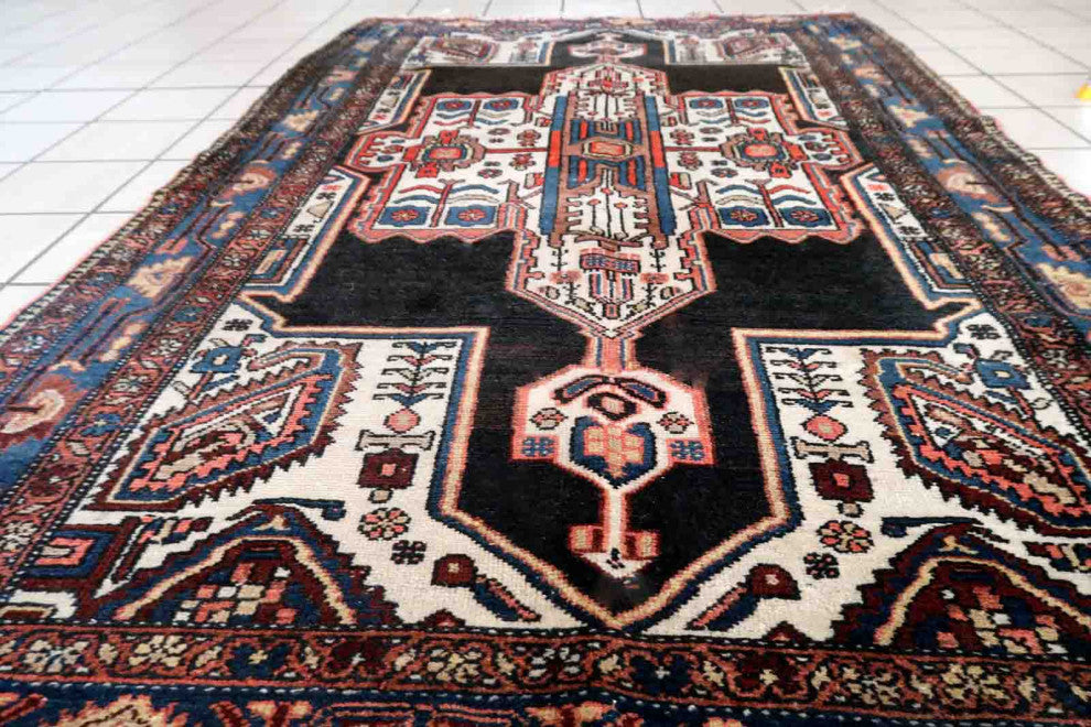 Handmade Antique Persian Malayer Rug 4'x6.5', 123cmx199cm 1920s