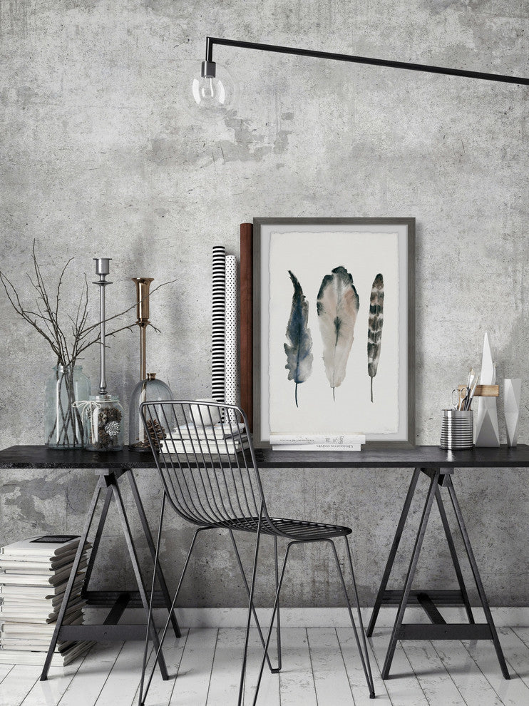 "Textured Feathers" Framed Painting Print, 20"x30"