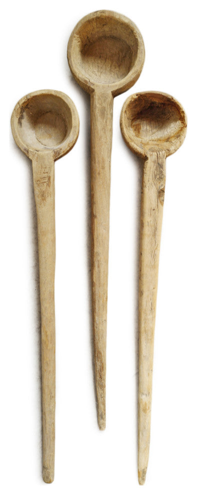 Consigned Old Bleached Wood Indian Spoon