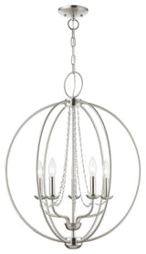 Arabella 5 Light Brushed Nickel Globe Chandelier