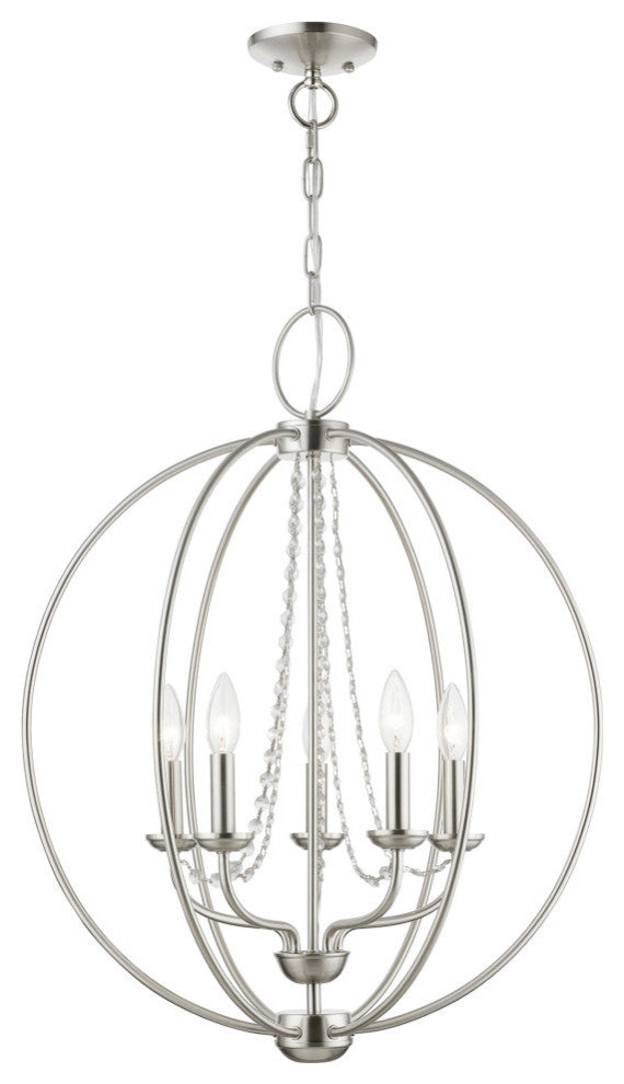 Arabella 5 Light Brushed Nickel Globe Chandelier