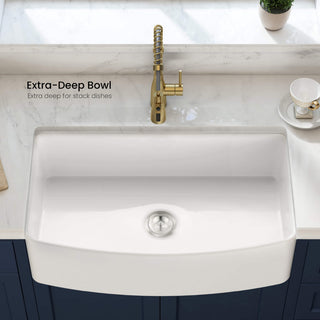 Pure 36" Curved Apron Front Farmhouse Kitchen Fireclay Sink