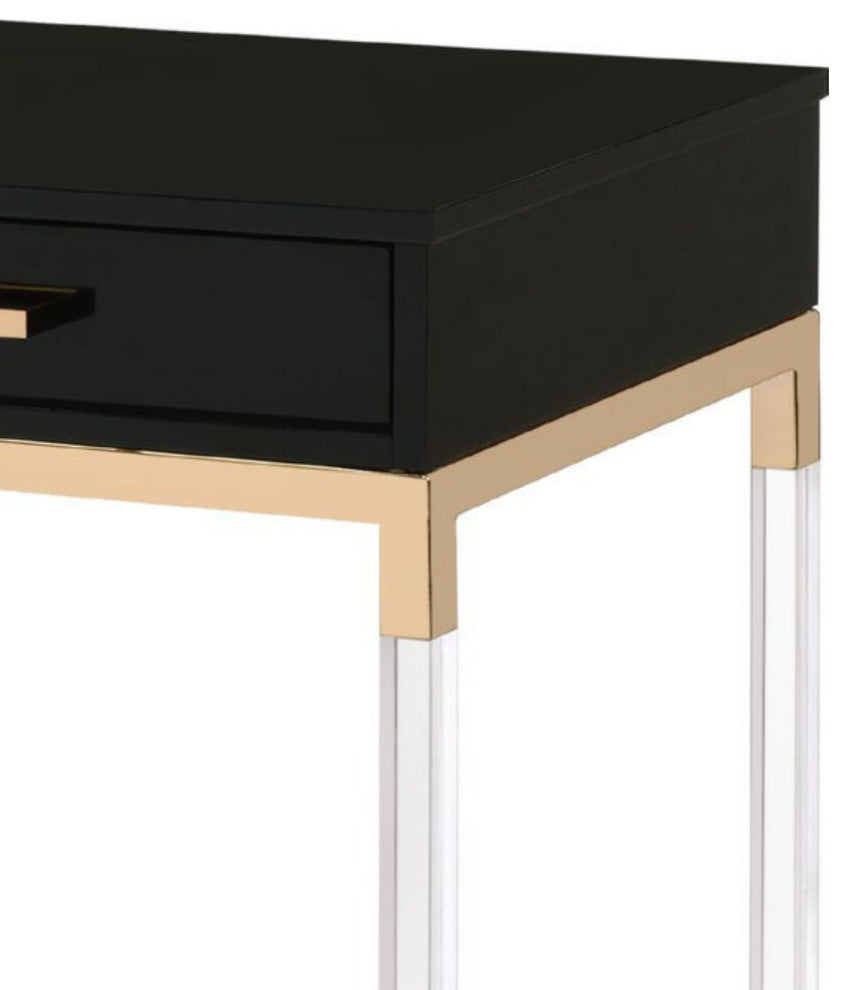 Benzara BM250363 Metal Base Framed Console Table, Black and Gold