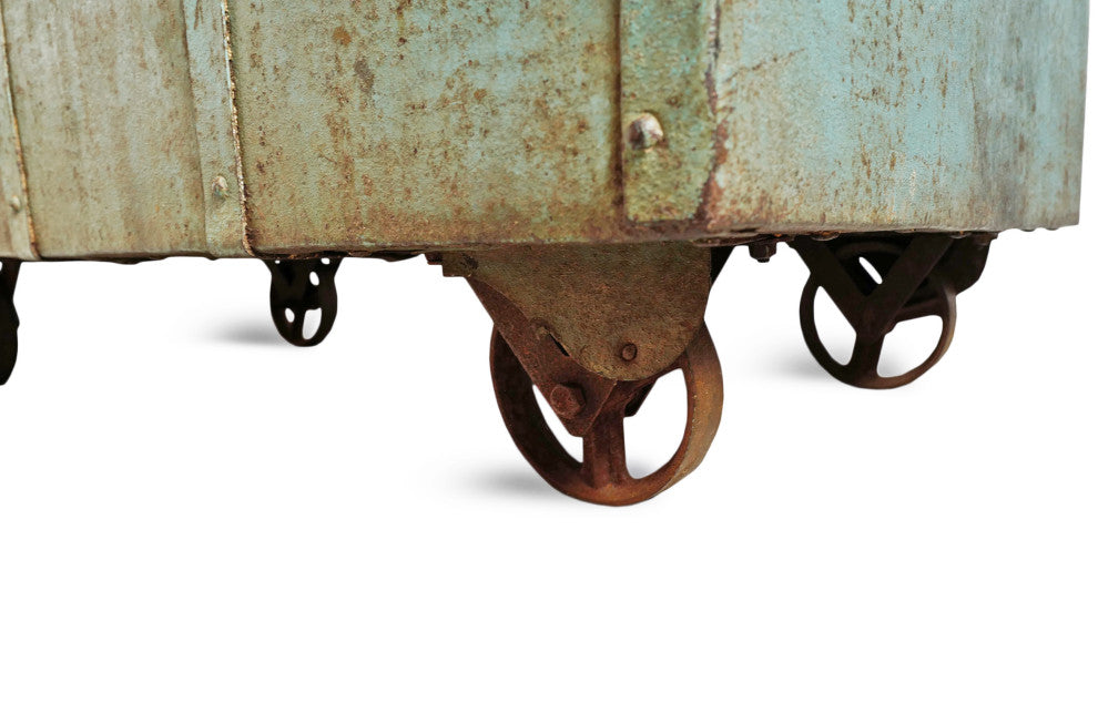 Consigned Blue Iron Dowry Storage Trunk
