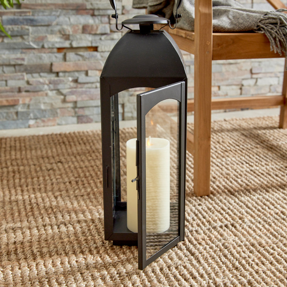 Antoinne Outdoor Lantern, Large, Black, 7.25x7.75x20.5