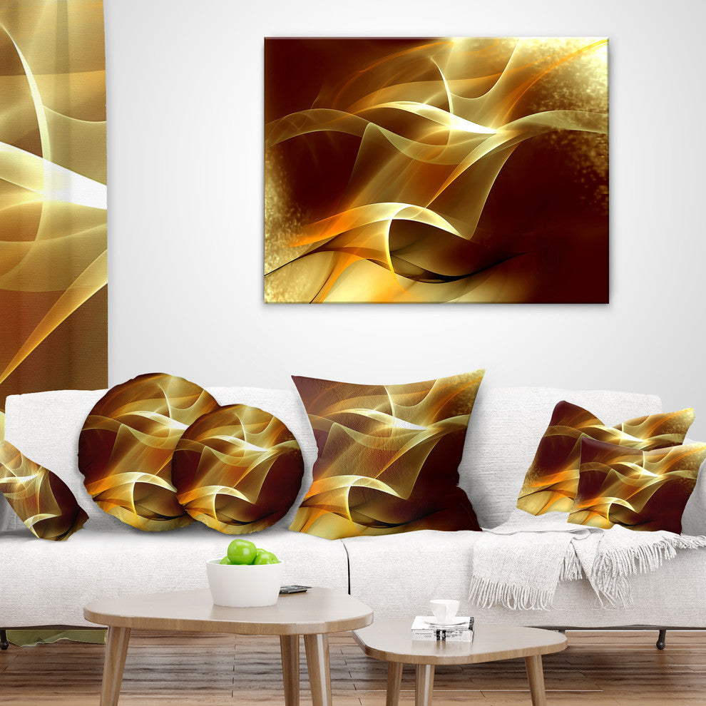 Light Yellow Abstract Fractal Design Abstract Throw Pillow, 18"x18"