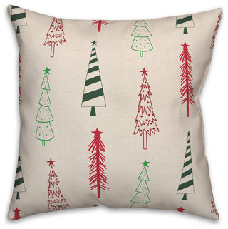 Christmas Tree Doodle Pattern 18x18 Spun Poly Pillow