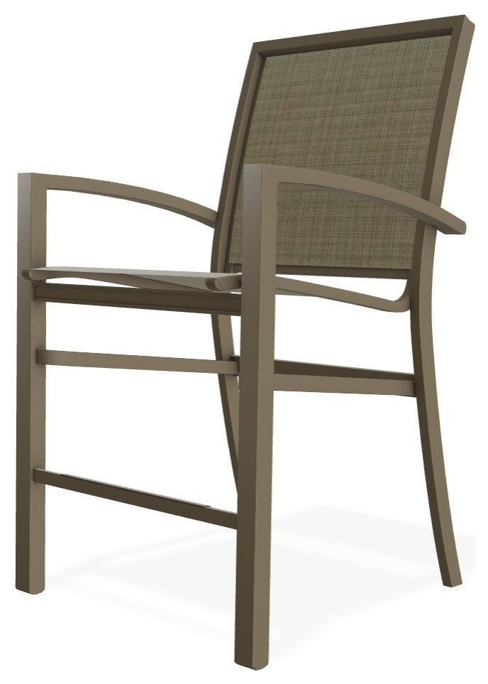 Kendall Sling Balcony Height Stackable Outdoor Stool, Elevation Stone/Beachwood