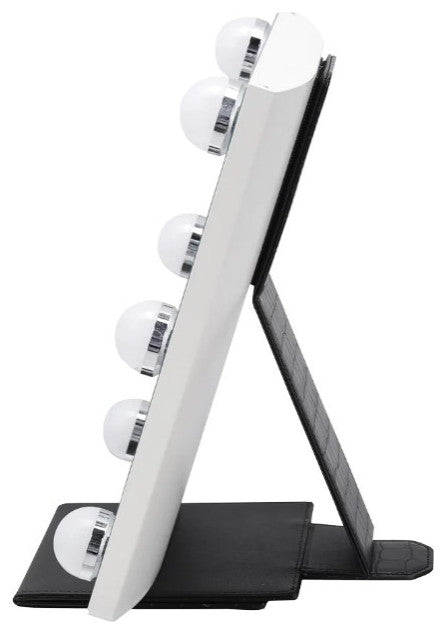 Lumiere Touch Pad Mini LED Makeup Mirror, White, Hollywood Led Bulbs