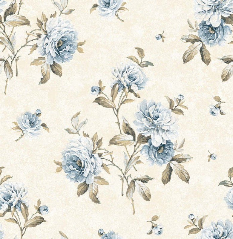 Adele Blue Peony Wallpaper