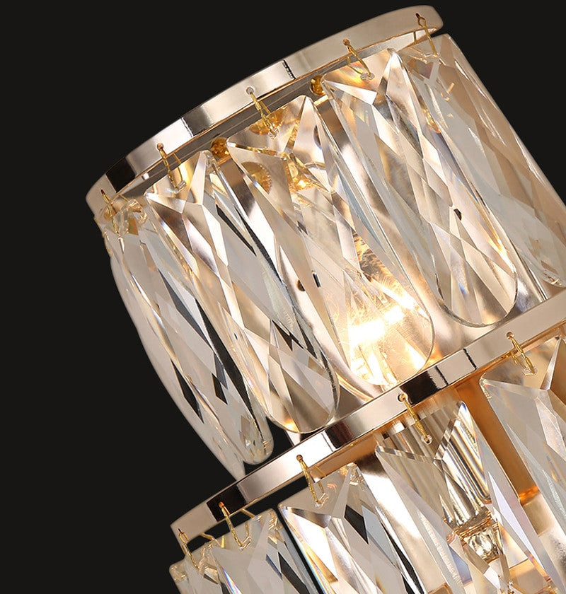 Coslada | Gold/chrome crystal wall sconce, Cool Light