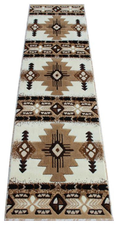 Mohave Collection Traditional Southwestern Style Area Rug, Ivory, 2' X 7'