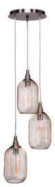 Plexus 3-Light Mini Pendant, Brushed Nickel, Amber Antique Bulbs
