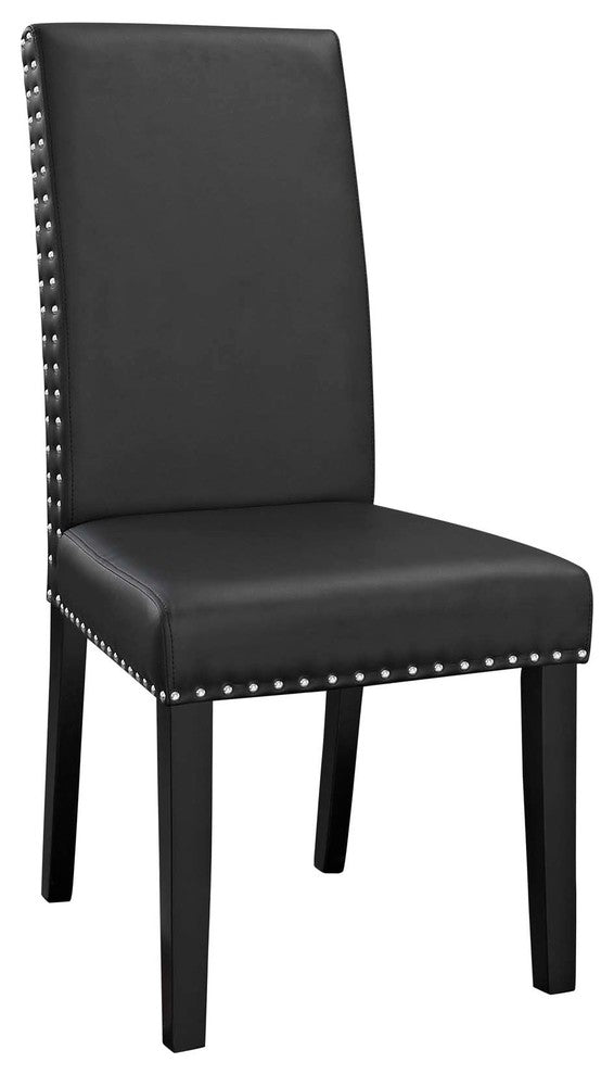 Parcel Dining Side Chair Vinyl Set of 2, Black