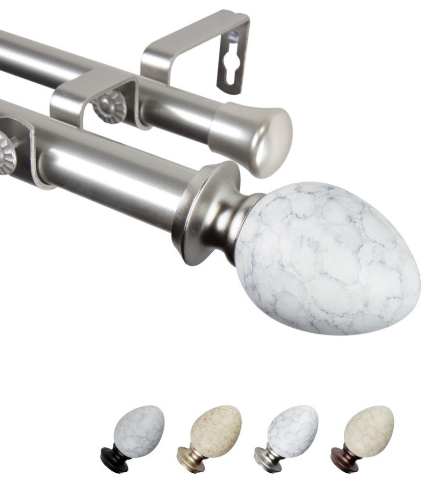 Afra 1" Double Curtain Rod, Satin Nickel, 66-120"