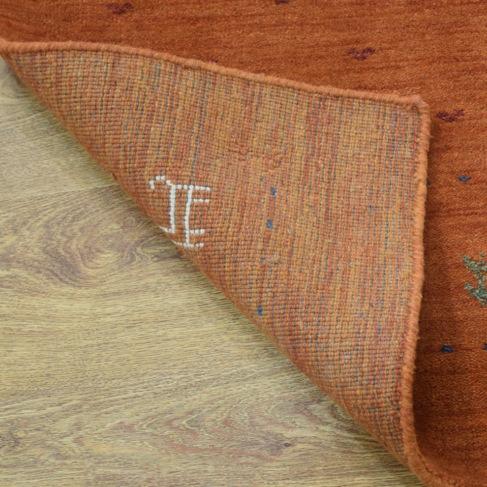 HAND KNOTTED LOOM WOOL ECO-FRIENDLY AREA RUGS- Rectangle, Orange, Contemporary