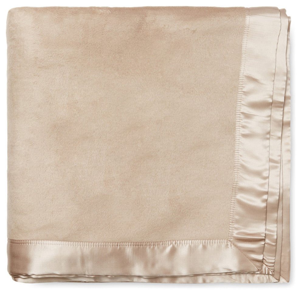 100% Silk Charmeuse Binding Blanket, Taupe, Full/ Queen