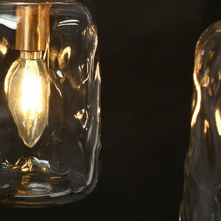 LNC 6-Light Black and Gold Modern Mason Jar Linear Large Kitchen Island Light