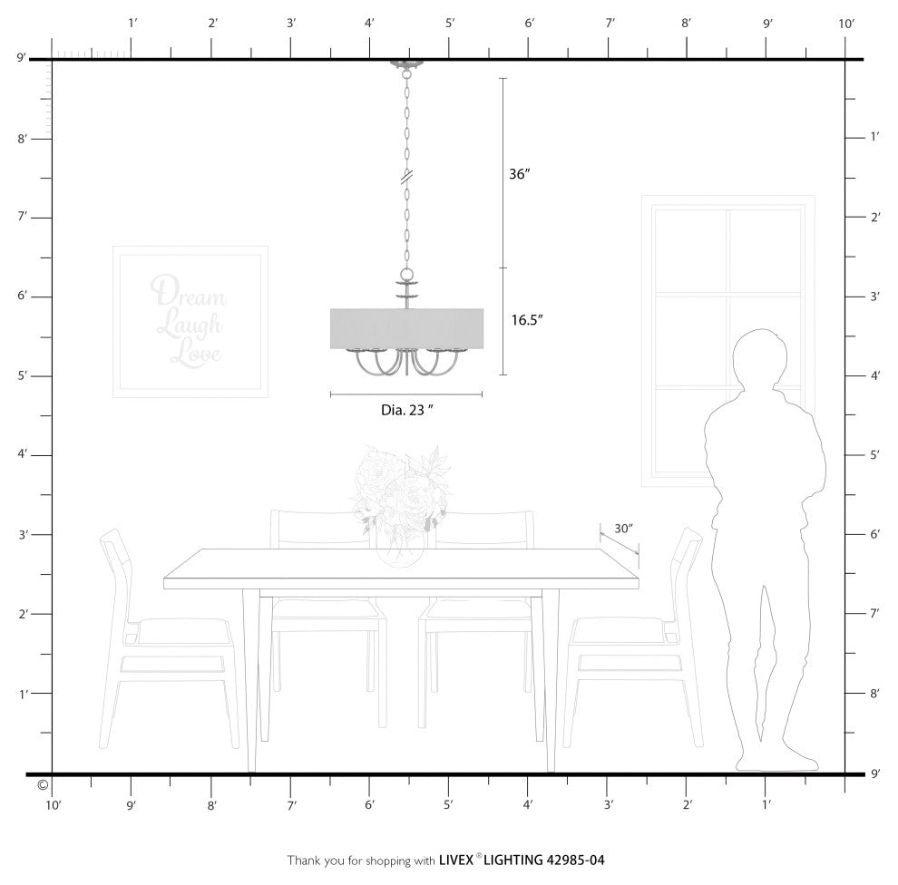 Livex Lighting 5 Light Black Pendant Chandelier