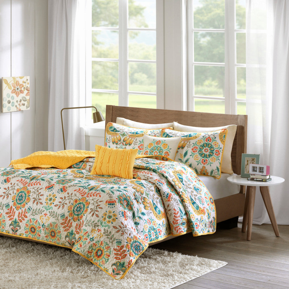 Intelligent Design Microfiber Printed Quilt Set, Twin/Twin Xl