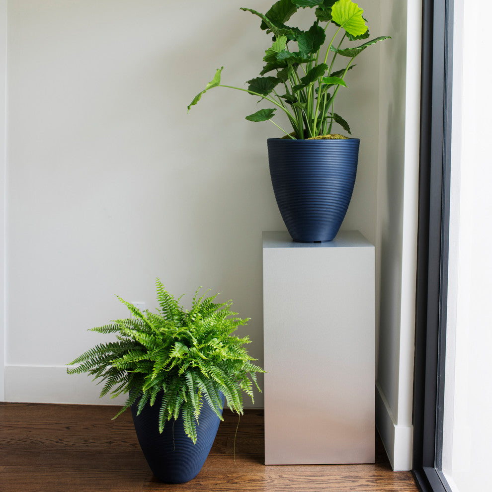 Delano Double Walled Tall Modern Indoor Outdoor Pot, Mocha
