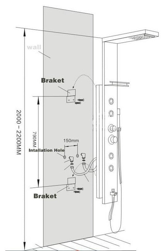 6-Function Shower Column LED Shower Panel With Massage Jets