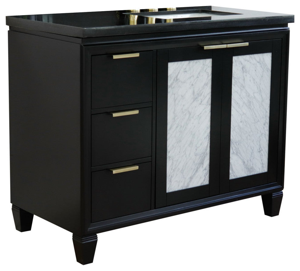 43" Single Vanity, Black Finish With Black Galaxy