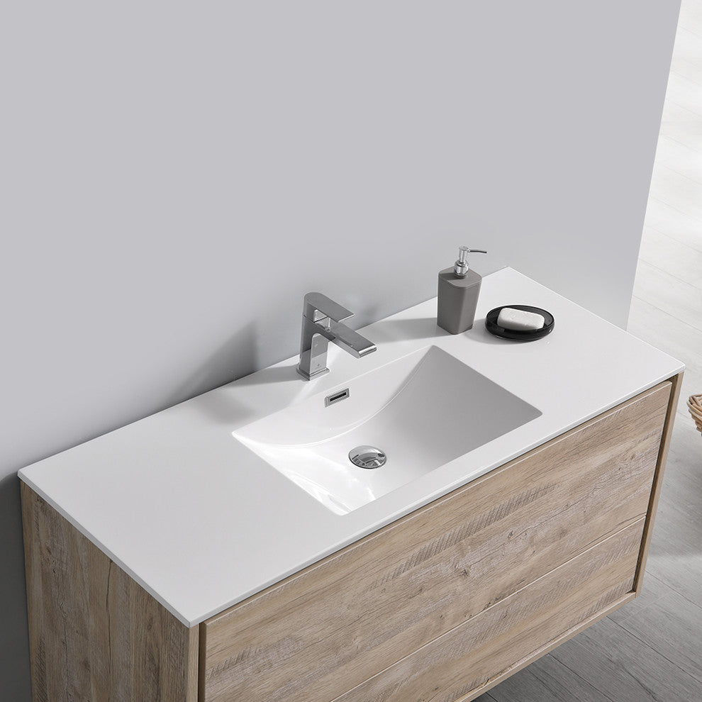 Fresca Catania 48" Natural Wood Wall Hung Cabinet With Integrated Sink