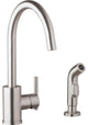 Parma Single Handle Kitchen Faucet w/ Spray, Stainless Steel