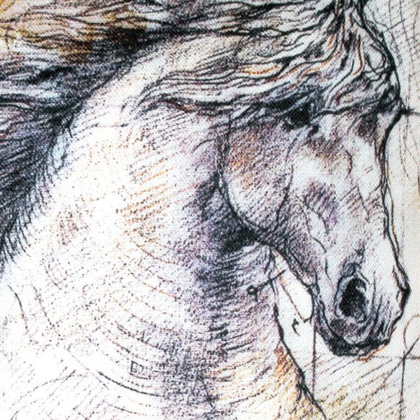 Leonardo's Dogs Do Unto Your Horse Stallion Throw Pillow