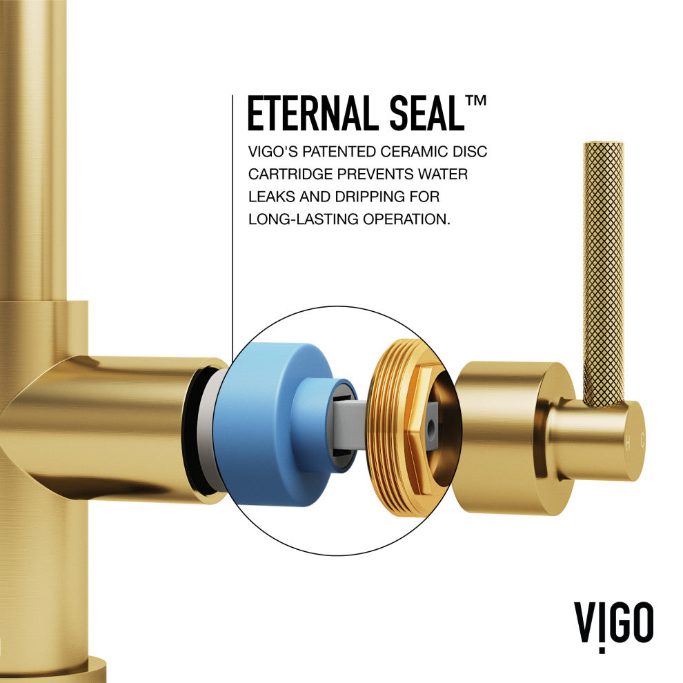 VIGO Utopia 14" H Single Handle Pull-Down Sprayer Kitchen Bar Faucet, Matte Brushed Gold