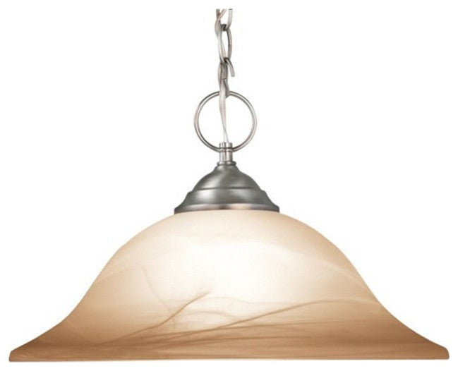 Anson Doward Pendant, Marble White Bell Glass/Satin Nickel