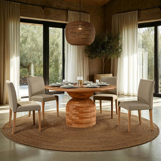 Freeform Round 55"W Acacia Dining Table, Natural