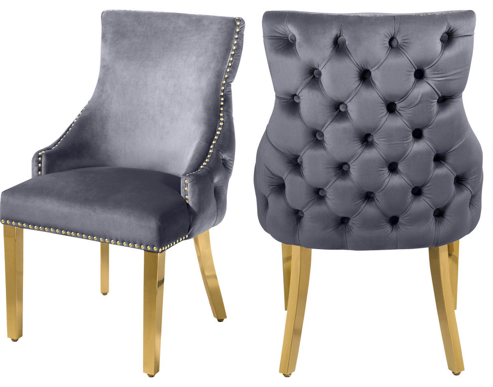 The Tuft Dining Chair, Gray, Velvet, Set of 2