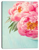 Peony Flowers on Blue Background, Floral Canvas Art Print, 28"x60"
