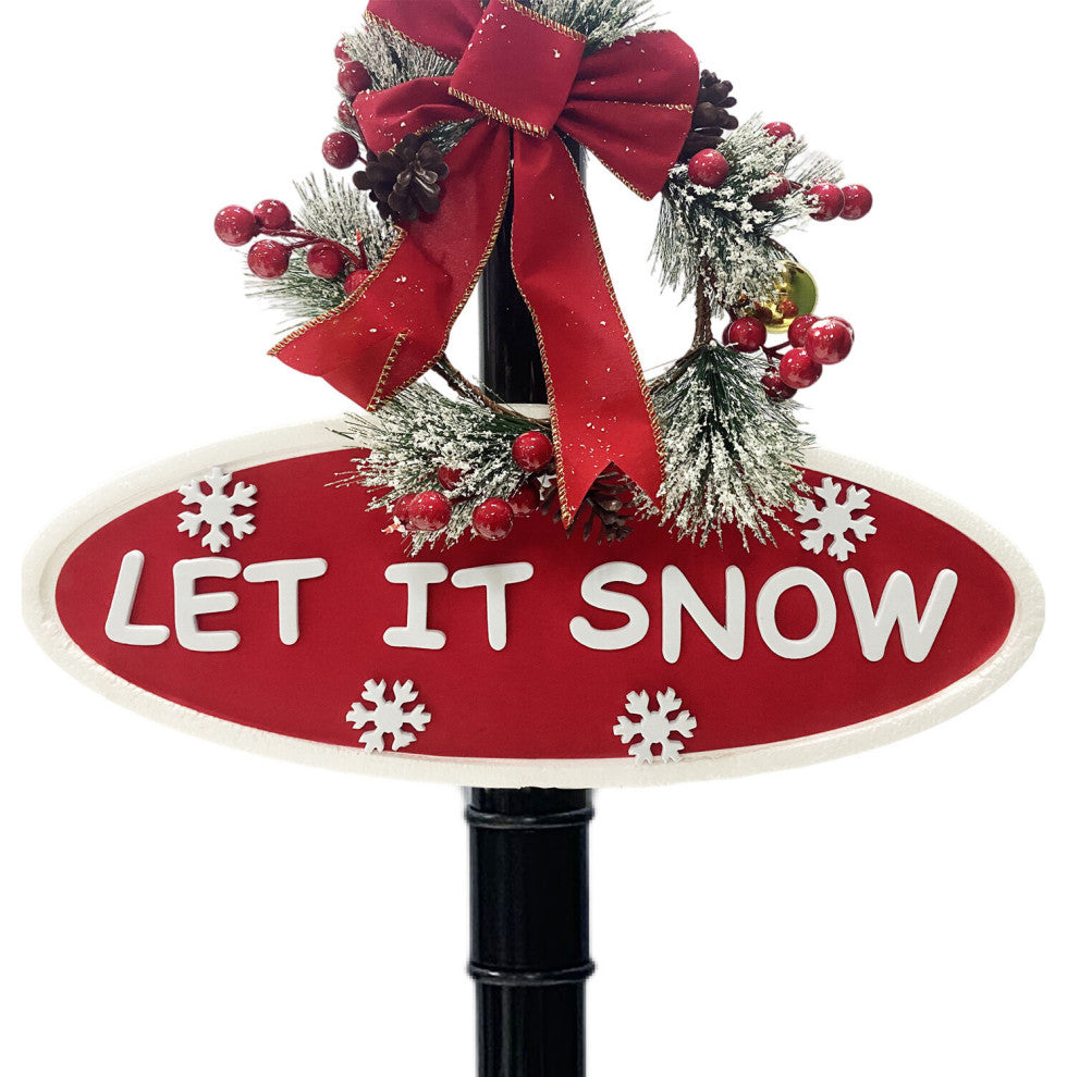 Let It Snow 71" Lamp, Black, Holiday Tree, 2 Signs, Snow, Holiday Music