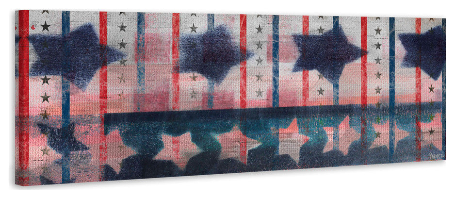 "Bold Stars" Print on Canvas, 30"x10"