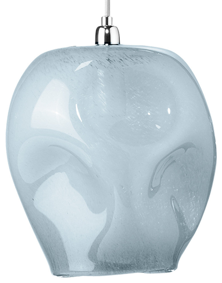 Dimpled Glass Pendant, Large, Cornflower Blue Glass