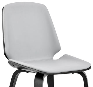 Brinley Gray Faux Leather and Black Wood Dining Room Accent Chair