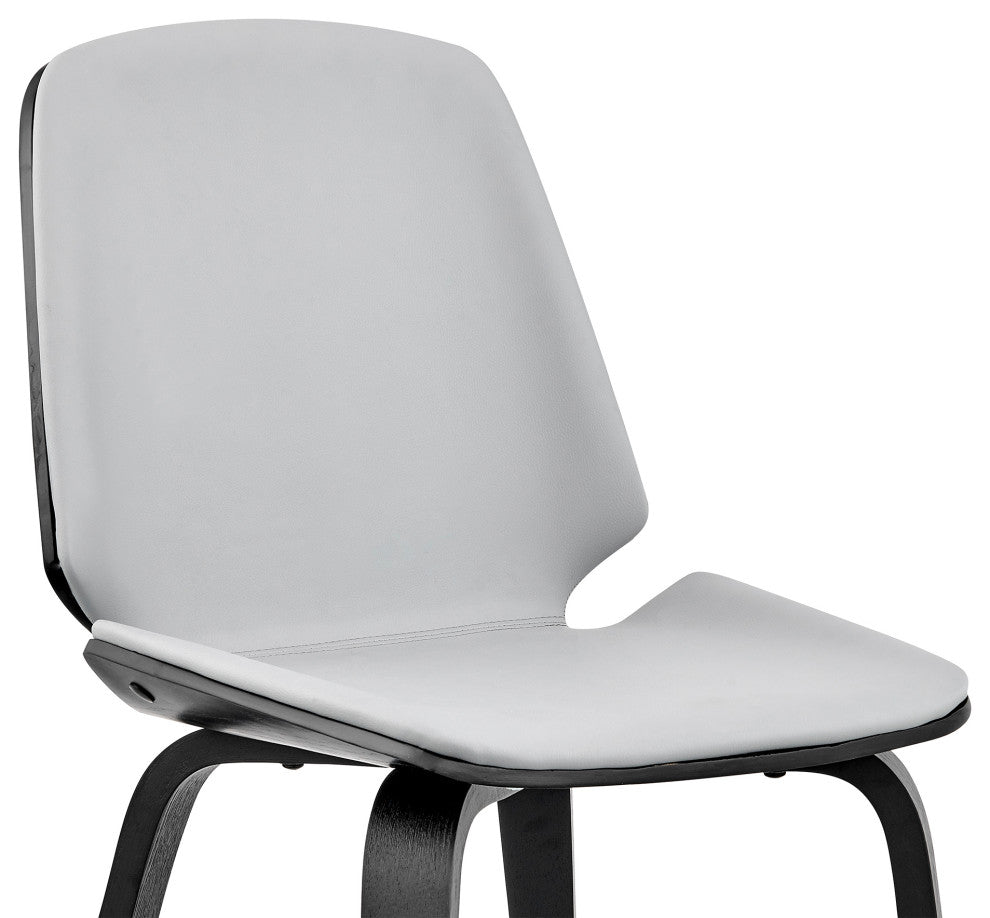 Brinley Gray Faux Leather and Black Wood Dining Room Accent Chair