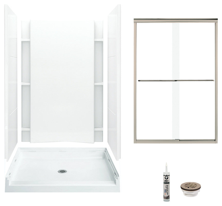 Sterling Accord Vikrell Center Drain Alcove Shower Kit 72"x24"x48", White